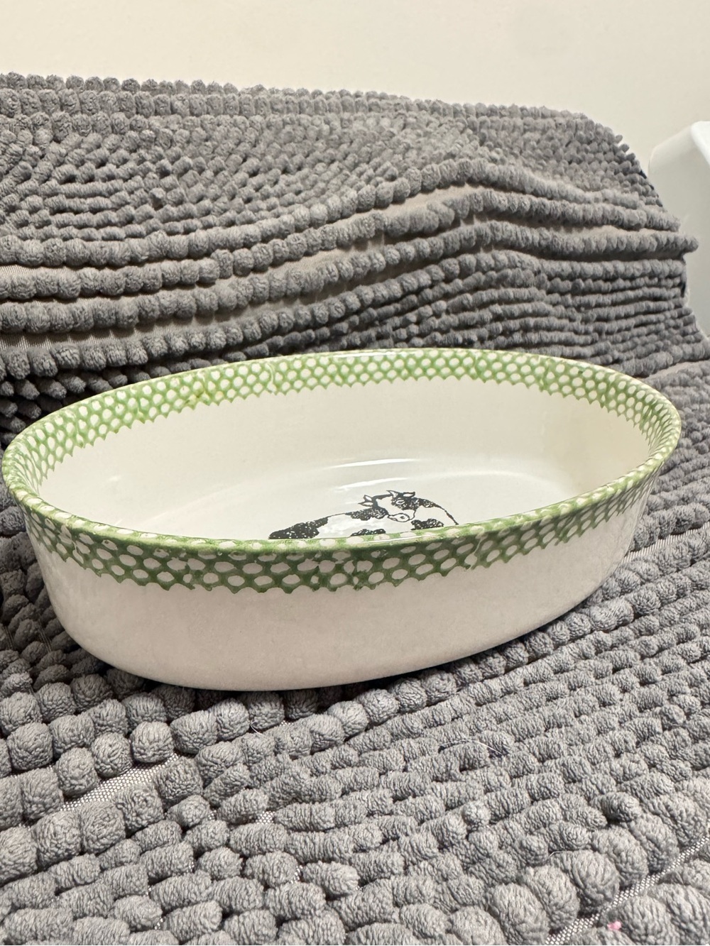 Vintage Teamson Folk Craft Cow Oval Stoneware Dish | Farmhouse Serving Bowl - Picture 4 of 8